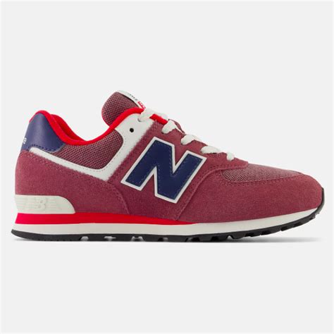 New Balance Big Kids 574 Washed Burgundy With Navy Lauries Shoes