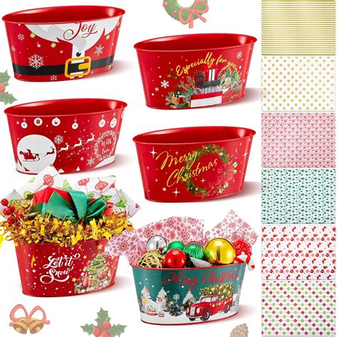 Amazon Sliner 6 Pcs Christmas Buckets Small Metal Christmas Bucket