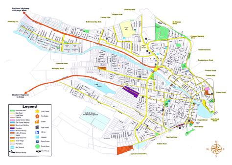 Detailed map of Belize city. Belize city detailed map | Vidiani.com ...