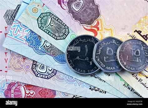 Close Up Dirhams Currency United Arab Emirates Stock Photo Alamy