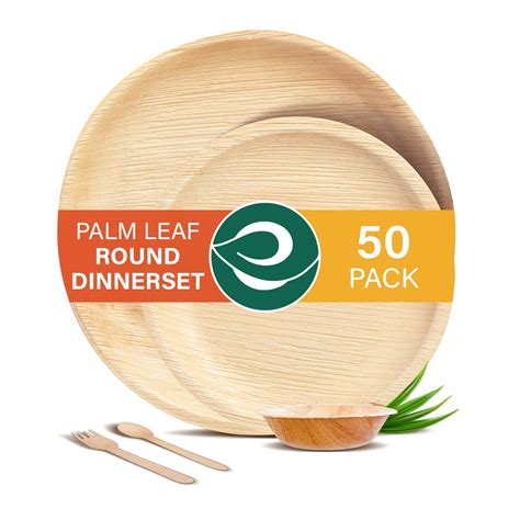 Buy ECO SOUL 50 Pack Palm Leaf Dinnerware Set Biodegradable