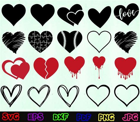 Heart Svg Heart Silhouette Heart Cut Files Heart Svg Bundle Heart