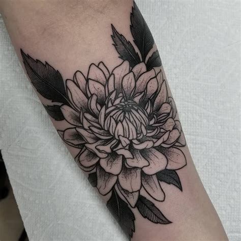 Black Dahlia Flower Tattoo