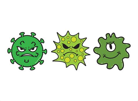 Vector De Color Verde De Bacterias De Dibujos Animados Divertidos