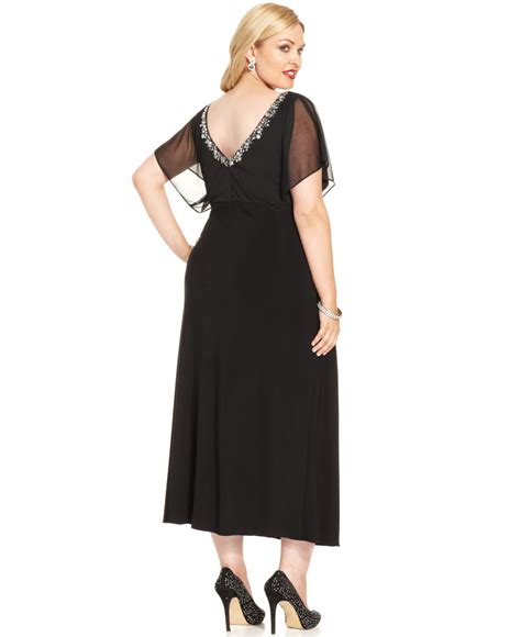 Alex Evenings Plus Size Flutter Sleeve Embellished Dress In Black Lyst