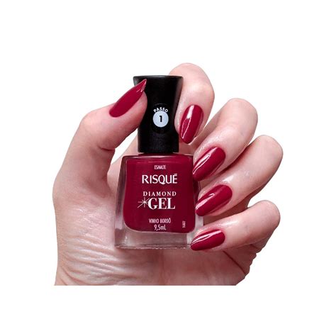 Esmalte Risqué Diamond Gel Vinho Bordô Nova Era Cosméticos Viva a