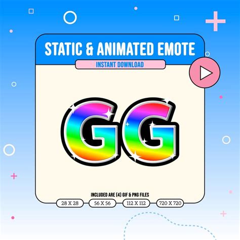 Animated Emote Rainbow GG GOOD GAME Static Animated Emote