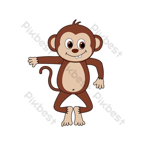 Kartun Klip Seni Monyet Vektor Ilustrasi Lucu Monyet Clipart Elemen