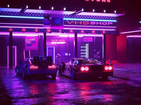 Aesthetic Neon Purple Car Novocom Top Neon Gas Station Hd Wallpaper