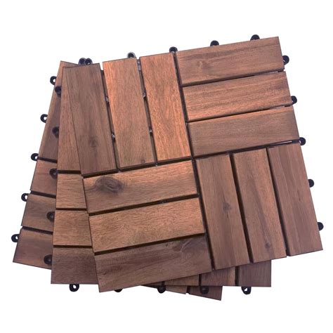 Buy Wellco Acacia Wood Deck Tiles 12 12 Pack Of 10 Interlocking