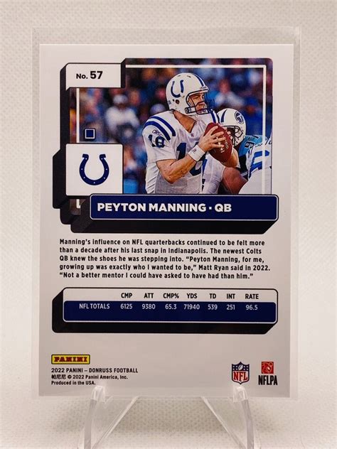 Peyton Manning 2022 Donruss Premium GOLD HOLO PRESS PROOF 57 SP Colts