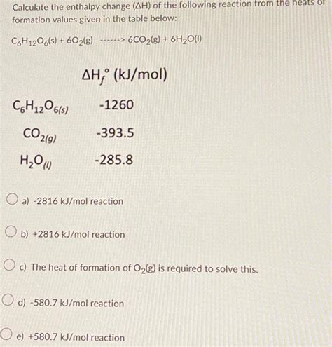 Solved Calculate The Enthalpy Change H Of The Followin