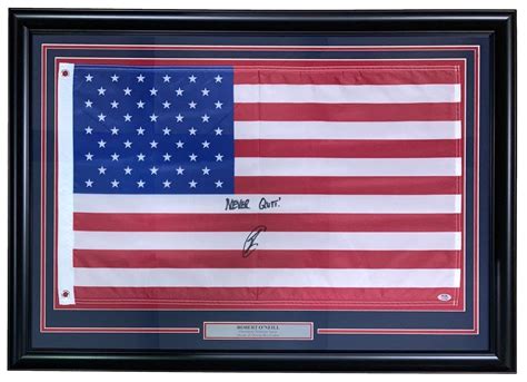robert oneill signed custom framed american flag inscribed  quit