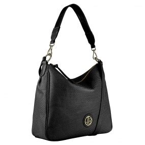 Bolsa Hobo Couro Preta Linea Bella Pole Modas