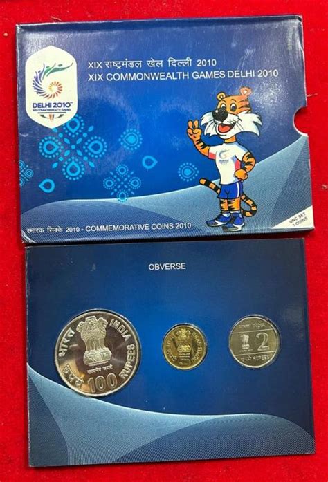 Xix Commonwealth Games Delhi Unc Set Coins Kolkata Mint