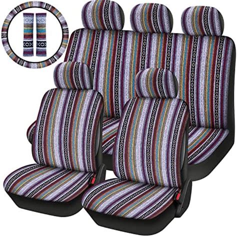 Baja Saddle Blanket Car Seat Covers 12pcs Full Set Breathable Striped Woven