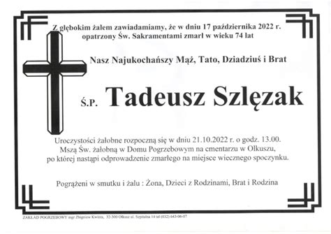 Pogrzeb śp Tadeusza Szlęzaka l 74 21 10 2022 Olkusz