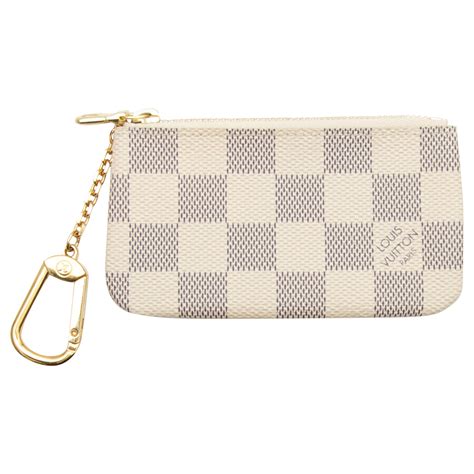 Louis Vuitton Cream And Black Damier Azur Key Pouch For Sale At 1stdibs