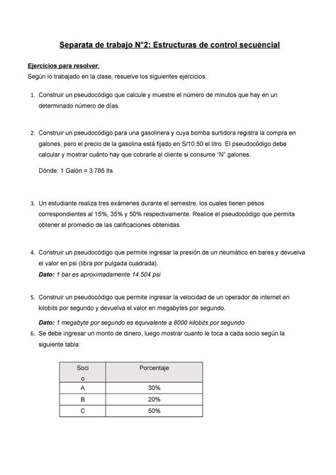 S S Estructuras Secuencial Separata De Trabajo N Estructuras