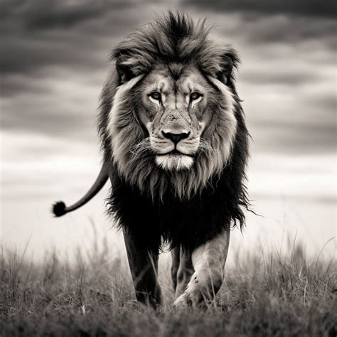 Lion Picture Captivating Black and White Photo of a Lion, Lion Wall Art ...