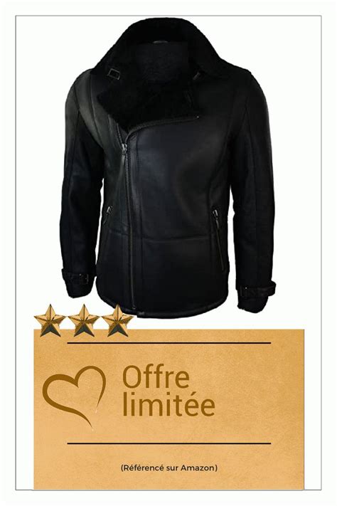 Veste En Peau De Mouton Retourn E Cuir V Ritable Homme Couleur Noire