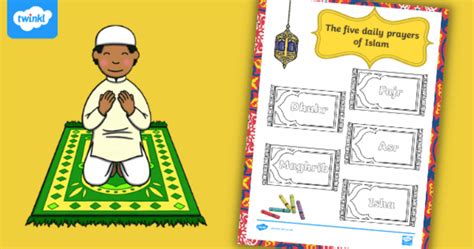 Colouring Activity The Five Daily Prayers Of Islam