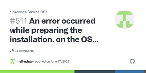 An Error Occurred While Preparing The Installation On The Osx