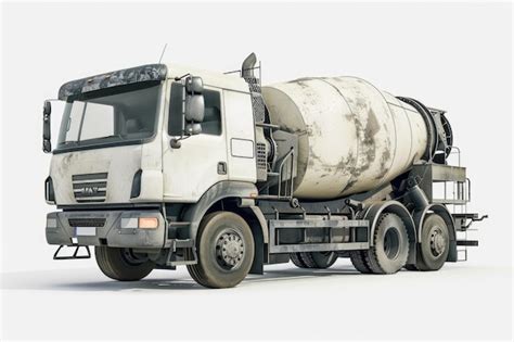 Right Side View Of Concrete Mixer Truck Isolated On White Background 3d