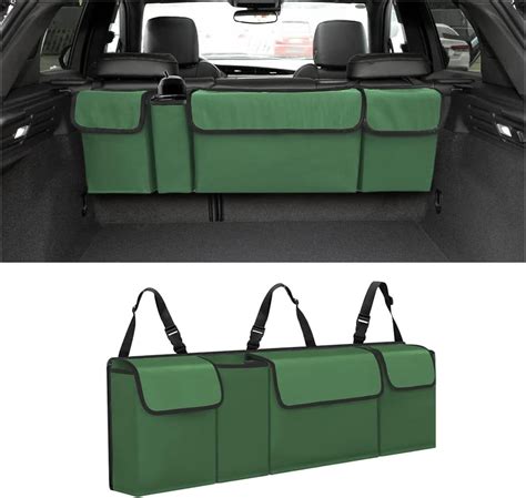 Uyye Car Trunk Hanging Organizer Thick Backseat Storage Bag With 4 Pockets And 3