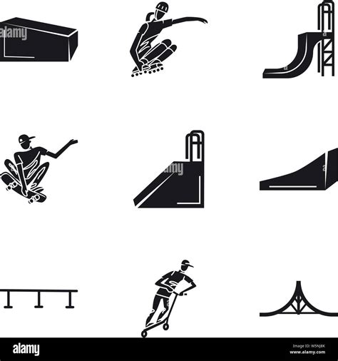 Modern Skate Park Icon Set Simple Set Of 9 Modern Skate Park Vector