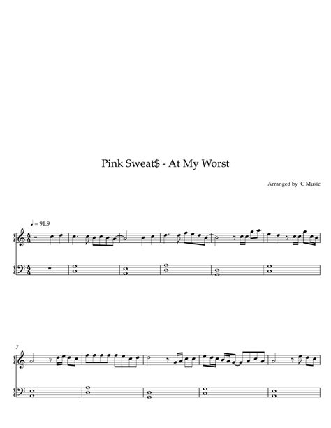 Pink Sweat At My Worst Easy Version Sheet By C Music