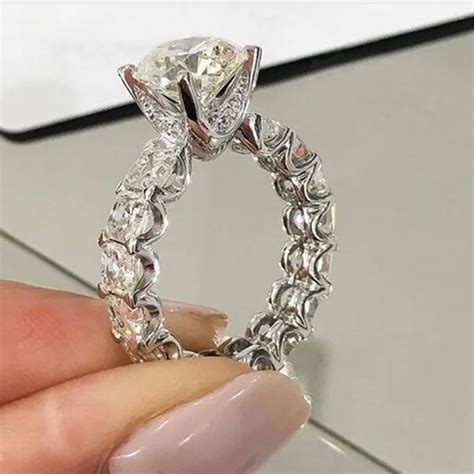 Vintage Lovers 1ct Lab Diamond czRing 925 srebro obrączka zaręczynowa