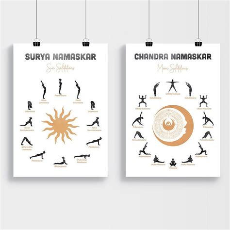 Sonne Mond Gruß Yoga Poster Chandra Namaskar Yoga Posen Druck Yoga