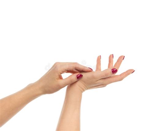 Woman Hands With Manicured Red Nails Isolated Stock Photo Image Of