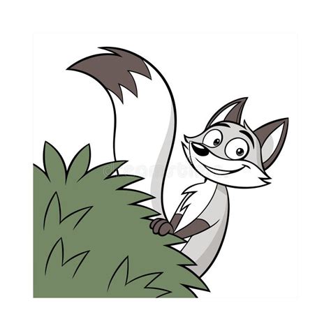 Playful Silver Fox Cartoon Illustration Stock Vector Illustration Of