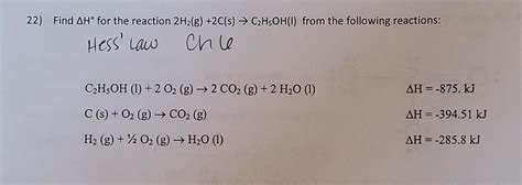 Solved 2 Find Δh∘ For The Reaction 2h2 G2cs→c2h5ohi