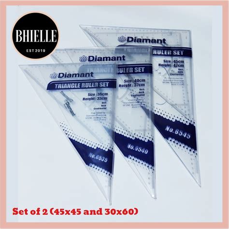 Triangle Ruler Set Of 2pcs 30x60 And 45x90 Degree Inches And Cm