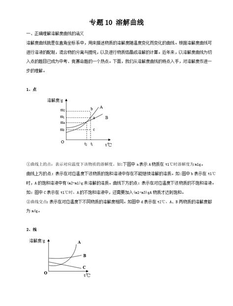 专题 10 溶解曲线 中考化学总复习高频考点必刷题（全国通用） 教习网试卷下载