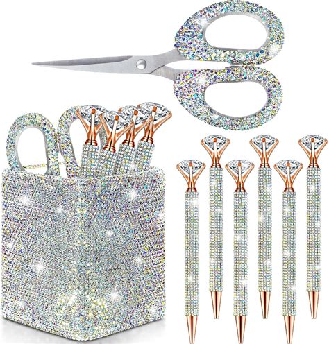 Qilery Teiliges Schreibtisch Zubeh R Set Mit Glitzernden Kristall