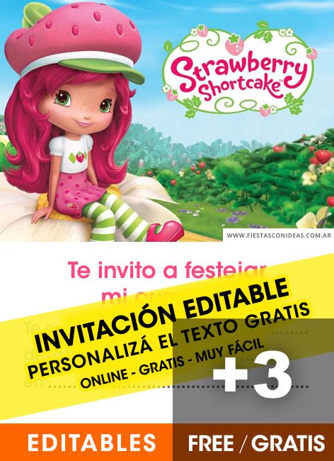 Invitaciones De Frutillitas Rosita Fresita Gratis Para Editar