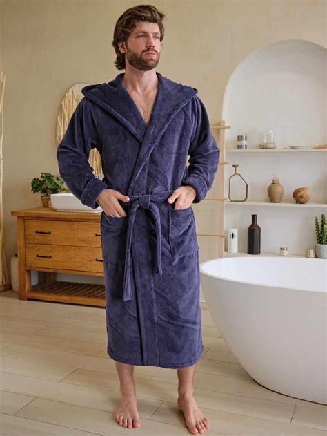 Халат мужской бамбуковый с капюшоном VIEN MADRID denim купить в Минске ...