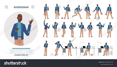 Businessman Teacher Poses Infographic Illustration Set Stock Vector ...