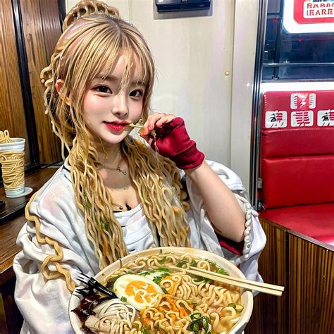 T On Twitter ラーメンを食べる美女の画像をaiで作ったら、髪の毛とかラーメンになっちゃうんだけど