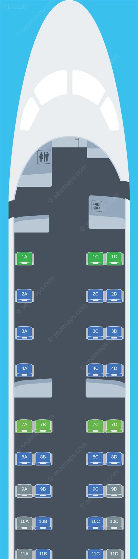 Seat Map Of Envoy Air Embraer E175 Aircraft