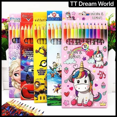 Childrens Cartoon Colour Pencil Set 12colours Kids Color Pencil