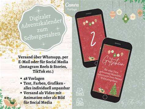 Digitaler Adventskalender für Whatsapp E Mail oder Instagram Canva