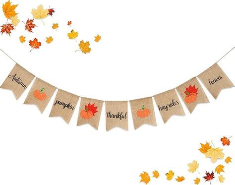 Amazon Whaline Fall Thanksgiving Burlap Banner Retro Rustic Autumn