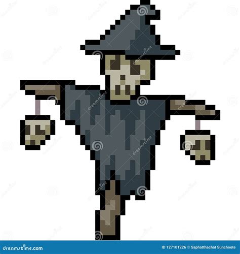 Pixel Art Haunt House Explorer Vector Illustration