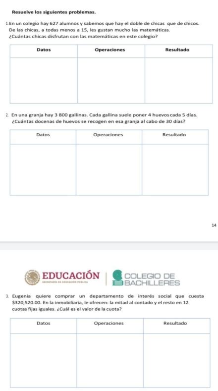 Solved Resuelve Los Siguientes Problemas 1 En Un Colegio Hay 627