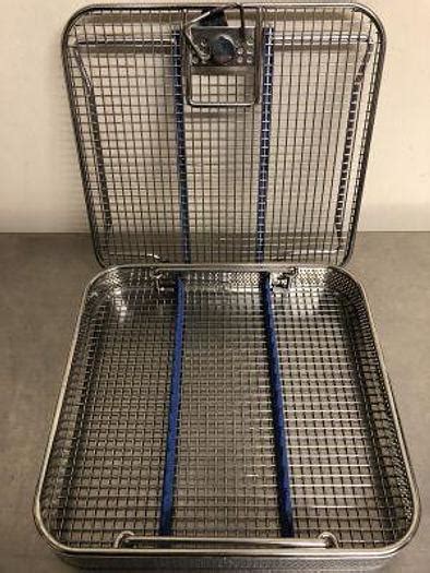 Used Tray Sterilisation Basket Mesh Stainless Steel 255 By 240 By